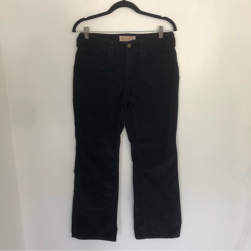 LONDON JEAN The Christie Fit Chino Stretch Women Black Corduroy Pant Sz 6